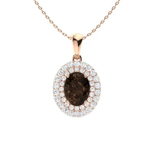 Urbana Brown Rose Gold 4 Prong Champagne Diamond Pendant Necklace