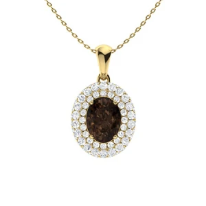Urbana Brown Yellow Gold 4 Prong Champagne Diamond Pendant Necklace