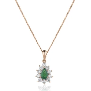 Willow Emerald Rose Gold Prong Set  Necklace