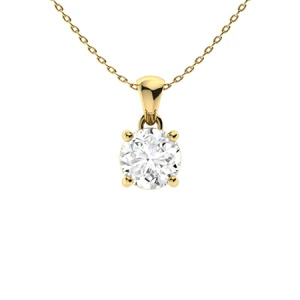 Veda Yellow Gold 4 Prong Moissanite Diamond Pendant Necklace