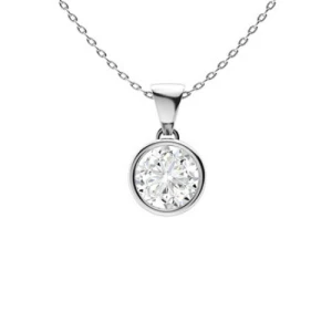 Quelle Natural Diamond Platinum Bezel Set Solitaire Pendant Necklace