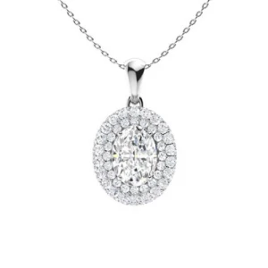 Toula Natural Diamond Platinum 4 Prong Halo Pendant Necklace