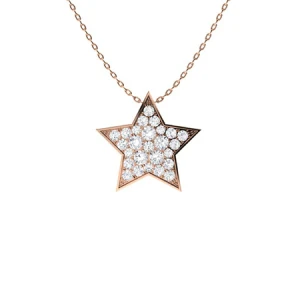Tyenna Natural Diamond Rose Gold Pave Set Cluster Pendant Necklace