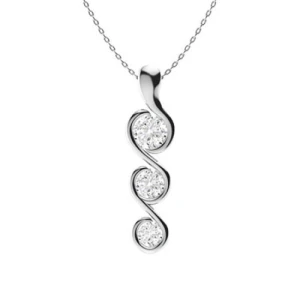 Theorigitha Natural Diamond White Gold Semi Bezel Journey Pendant Necklace