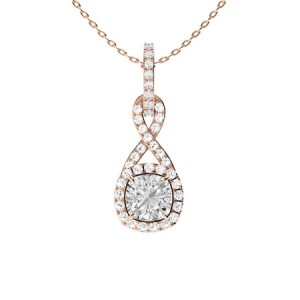 Treyce Lab-Created Diamond Rose Gold 4 Claw Set Drop Pendant Necklace
