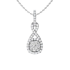 Treyce Lab-Created Diamond White Gold 4 Claw Set Drop Pendant Necklace