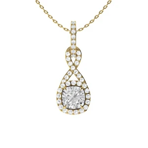 Treyce Lab-Created Diamond Yellow Gold 4 Claw Set Drop Pendant Necklace