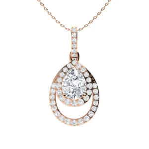 Tryssa Lab-Created Diamond Rose Gold 3 Prong Drop Pendant Necklace
