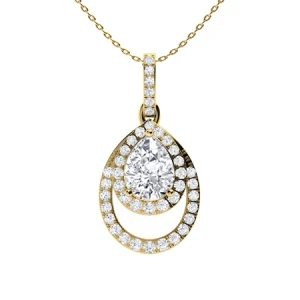 Tryssa Lab-Created Diamond Yellow Gold 3 Prong Drop Pendant Necklace