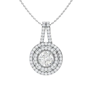 Philyra Lab Grown Diamond Platinum 4 Prong Circle Pendant Necklace