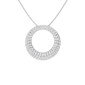 Pholma Lab Grown Diamond Platinum Pave Set Circle Pendant Necklace