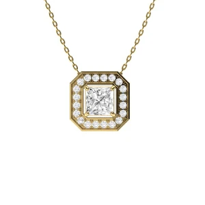 Thomasyne Natural Diamond Yellow Gold Claw Set Designer Pendant Necklace