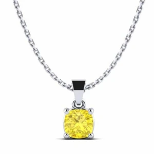 Tyrianne 0.50 - 0.75 Carat Round cut 4 Prong  Yellow Diamond Pendant Necklace