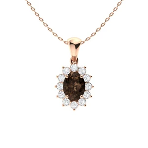 Veronica Brown Rose Gold 4 Prong Champagne Diamond Pendant Necklace