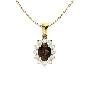 Veronica Brown Yellow Gold 4 Prong Champagne Diamond Pendant Necklace