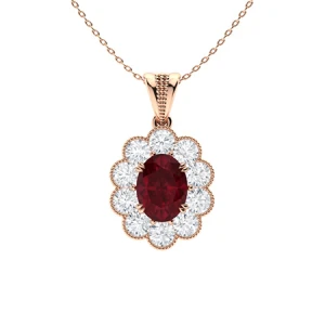 Prasheila Natural Ruby Rose Gold Double Prong  Necklace