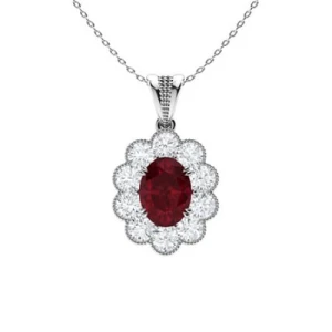 Prasheila Natural Ruby Rose Gold Double Prong  Necklace