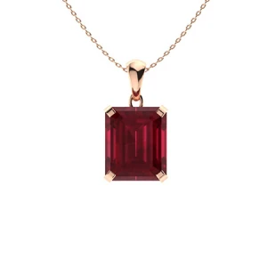 Hibiscus Natural Ruby Rose Gold 4 Claw Set  Necklace