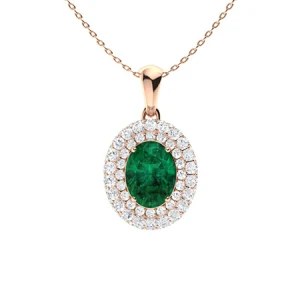 Winter Emerald Rose Gold 4 Prong  Necklace