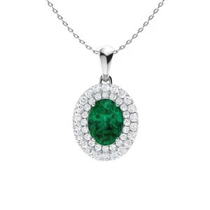 Winter Emerald Platinum 4 Prong  Necklace
