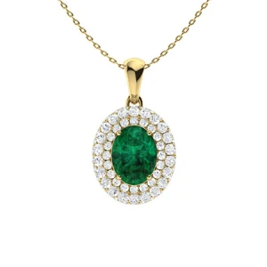 Winter Emerald Yellow Gold 4 Prong  Necklace