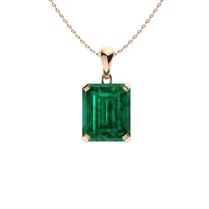 Geranium Emerald Rose Gold 4 Claw Set  Necklace