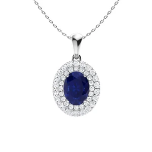 Panha Blue Sapphire Platinum 4 Prong  Necklace