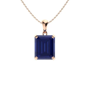 Panima Blue Sapphire Rose Gold 4 Claw Set  Necklace