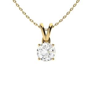 Verity Yellow Gold 4 Prong Moissanite Diamond Pendant Necklace
