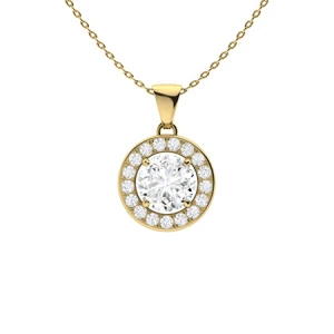Vionna Yellow Gold 4 Claw Set Moissanite Diamond Pendant Necklace