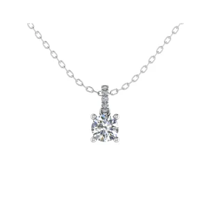 Toleen Natural Diamond Platinum  4 Prong Designer Pendant Necklace