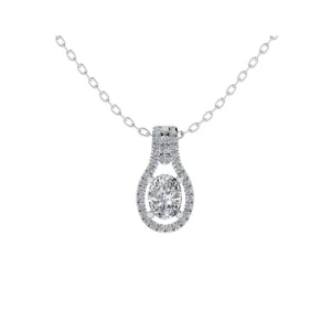 Tabia Lab-Created Diamond Platinum 4 Prong Halo Pendant Necklace