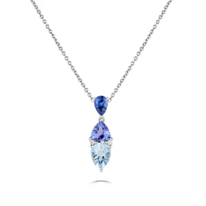 Quintanna Aquamarine Yellow Gold Prong Set  Necklace