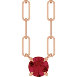 Pertessa Natural Ruby Rose Gold 4 Claw Set  Necklace