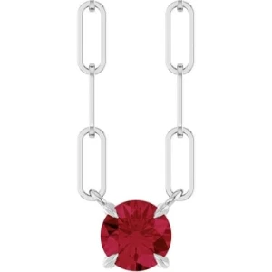 Pertessa Natural Ruby Platinum 4 Claw Set  Necklace