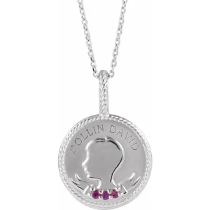 Parvani Natural Ruby Platinum Prong Set  Necklace