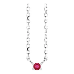 Parmita Natural Ruby Platinum 4 Prong  Necklace