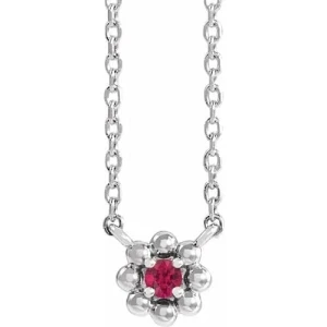 Hypericum Natural Ruby Platinum 4 Prong  Necklace