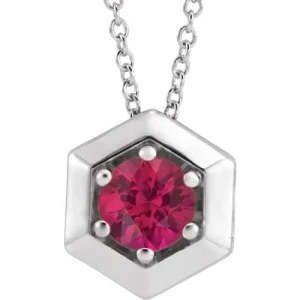 Persimmon Natural Ruby Platinum 6 Prong  Necklace