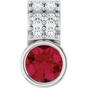 Perenelle Natural Ruby White Gold Bezel Set  Necklace