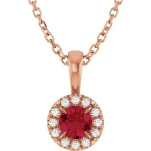 Pernilla Natural Ruby Rose Gold 4 Claw Set  Necklace