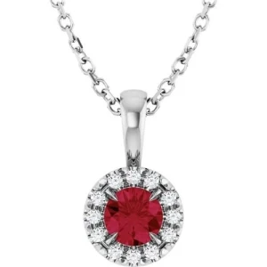 Pernilla Natural Ruby White Gold 4 Claw Set  Necklace