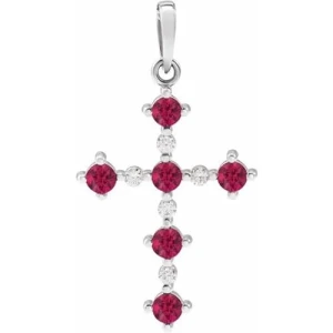 Petronella Natural Ruby Platinum Prong Set  Necklace