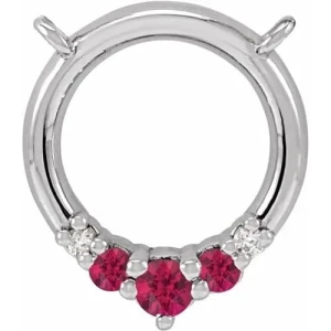 Patrie Natural Ruby Platinum Shared Prong  Necklace