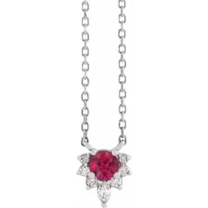 Penne Natural Ruby White Gold 4 Prong  Necklace