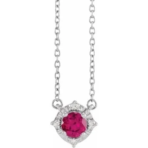 Persefoni Natural Ruby White Gold 4 Prong  Necklace