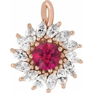 Pheya Natural Ruby Rose Gold Prong Set  Necklace