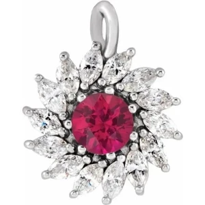 Pheya Natural Ruby White Gold Prong Set  Necklace