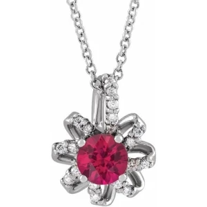 Phaidra Natural Ruby Yellow Gold 4 Prong  Necklace