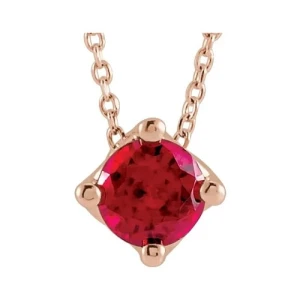 Pervinca Natural Ruby Rose Gold 4 Prong  Necklace